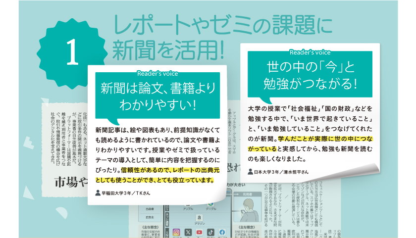 レポートやゼミの課題に新聞を活用！
