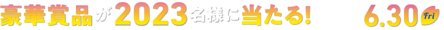 豪華賞品が2023名様に当たる